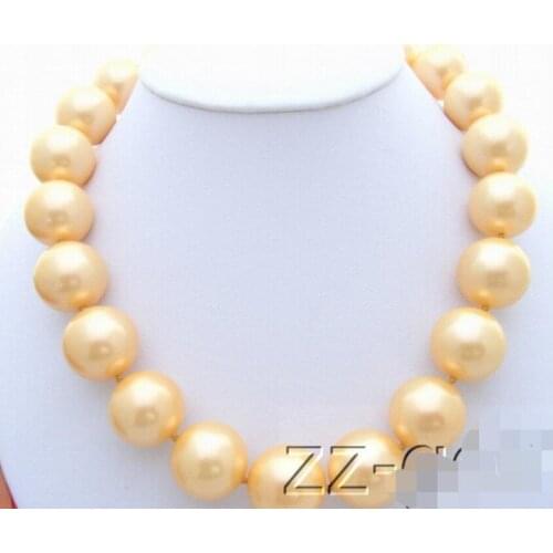20mm Golden Sea Shell Pearl Necklace AAA style Fine Noble real Natural