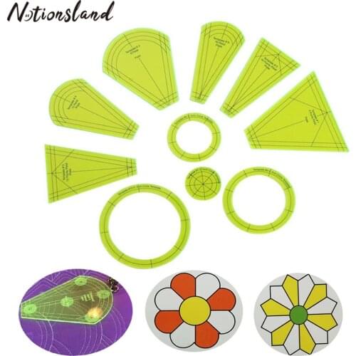 10Pcs/set Template Patchwork Ruler Kit Plate Template for Domestic Sewing Machine Parts Set Sewing Supplies Craft Accessories