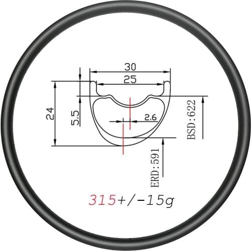 315g Ultralight MTB XC carbon rim 29er Asymmetric 30mm wide disc tubeless 24H 28H 32H UD matte glossy 29in mountain wheel carbon