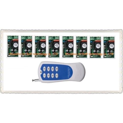 AC 220V 1 CH RF Wireless Remote Control Switch 8 receiver + 8CH transmitter Simple connection JRL-22081