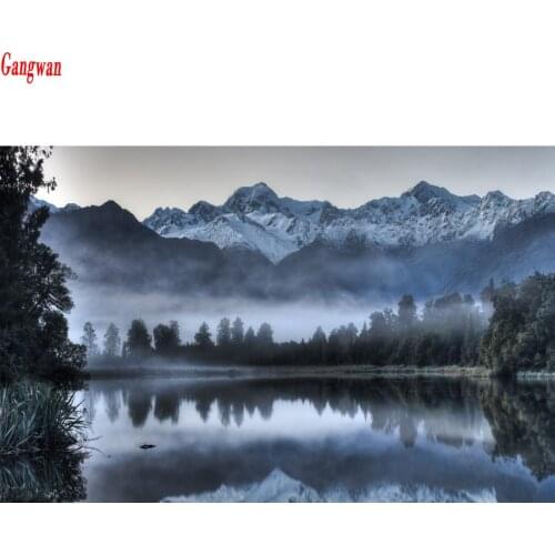 Full Square round Drill 5D DIY Diamond Painting Snow mountain, Lake 3D Embroidery set Cross Stitch tree Mosaic Decoration gift