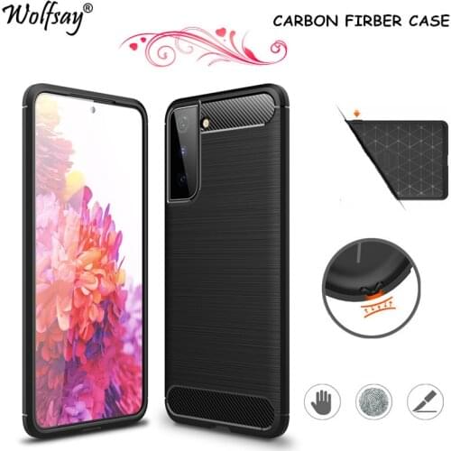 Carbon Fiber Cover For Samsung Galaxy S21 5G Case Bumper Rubber Silicone Shockproof Case For Samsung S21 Ultra S21Plus S21+ Case
