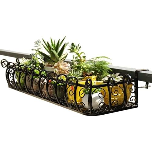 European Iron Art Balcony Balcony Guardrail Hanging Fleshy Flower Rack Wall Hanging Flower Pot Rack Anti-theft Net Hanging Flowe