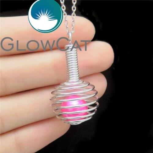 GLOWCAT K582 Microphone Spiral Beads Cage Essential Oil Diffuser Oyster Pearl Cage Locket Necklace Iron Spring Locket Cage