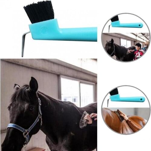 Compact Hanging Hole Horse Grooming Horseshoe Brush for Personal Use