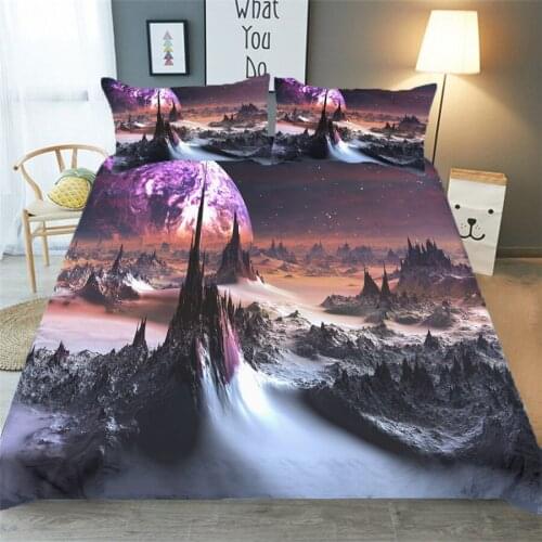 Bedding Set 3D Printed Duvet Cover Bed Set Starry Galaxy Tree Home Textiles for Adults Bedclothes with Pillowcase #XK04