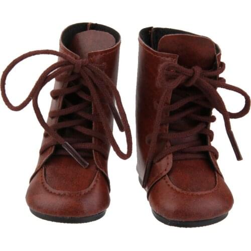 Dolls Brown Lace Up Boots Shoes for American 18" Dolls Kids Play Toys