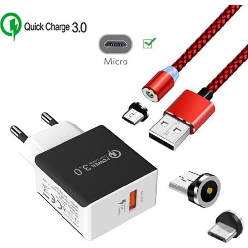 Magnetic charger Micro USB Cable For Samsung Xiaomi 6A Redmi 7 6 Asus Max Pro ZB631KL ZB633KL Android phone QC 3.0 Fast adapter