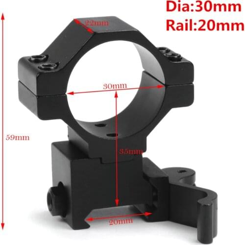 MIZUGIWA Scope Mount 30mm / 25.4mm 1" Ring Quick Release Adapter 20mm Weaver Picatinny Rail Flashlight Hunting Caza