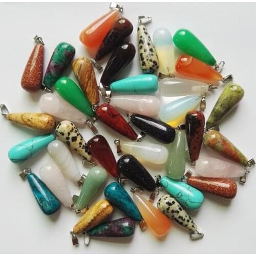 Fashion mixed natural stone water Drop Necklaces & pendant for jewelry making charm Tiger eye opal onyx 50pcs/lot free shipping