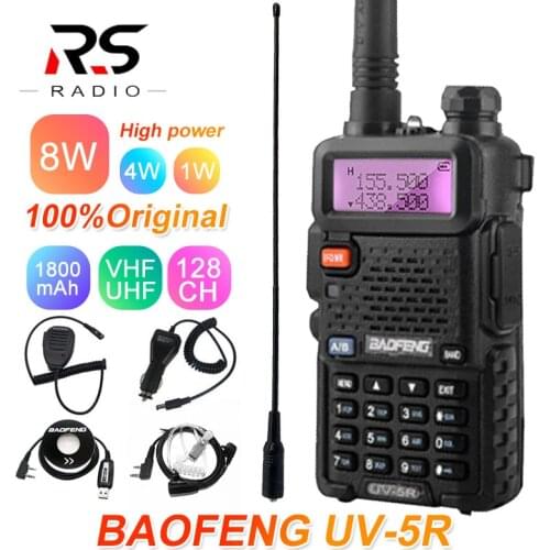 Real 8W Baofeng UV-5R Walkie Talkie UV 5R Powerful Amateur Ham CB Radio Station UV5R Dual Band Transceiver 10KM Intercom Hunting