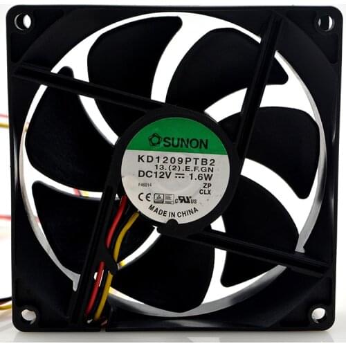 New original KD1209PTB2 9CM 9025 12V 1.6W three-wire speed cooling fan