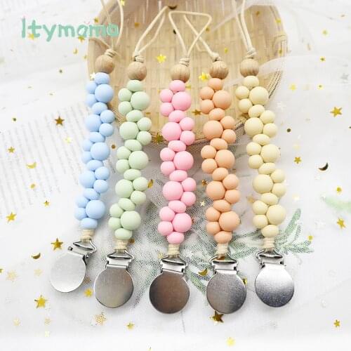 New Grape Pacifier Clip Baby Silicone Teething Beads Pacifier Holder Soothie Clips Teether Toy Chew Bead Baby Teether Birth Gift