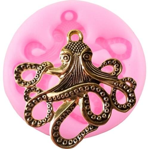 Octopus Silicone Mold Keychains Jewelry Pendant Epoxy Resin Moulds Chocolate Candy Cupcake Topper Fondant Cake Decorating Tools