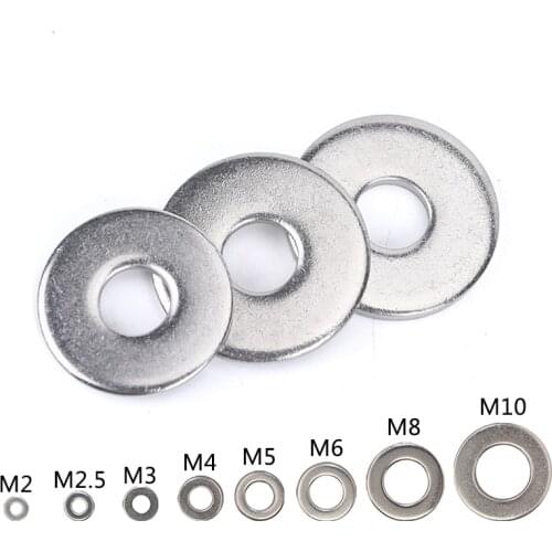 100pcs/50PCS DIN125 M1.6 M2 M2.5 M3 M3.5 M4 M5 M6 M8M10 M12 M14 M16-M30 304 Stainless Steel Flat Washer Plain Washer Flat gasket