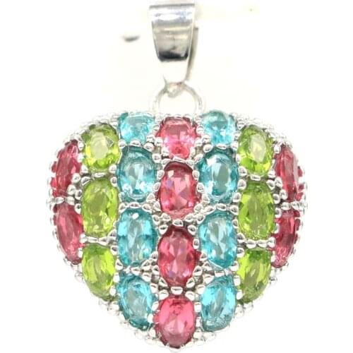 30x16mm Pretty Created White Sapphire Gift For Womans Silver Pendant