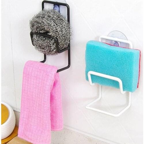 Kitchen Sponge Drain Rack Sink Hanging Punch Faucet Storage Shelf Bathroom Towel Shelves Kitchen Brushes Organizer