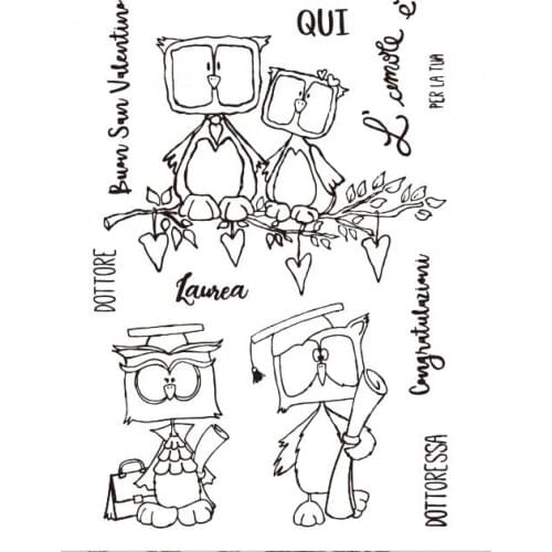 Lovely Owl wit Italian word Transparent Clear Silicone Stamp/Seal for DIY scrapbooking/photo album Decorative clear stamp