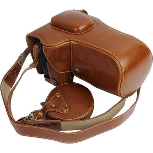 Portable Luxury PU Leather Camera Case Bag For Nikon D800 D810 24-70mm Lens With Strap Mini Battery case Open Battery Design
