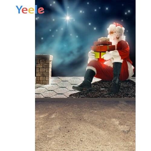 Christmas Santa Gift Star Sky Brick Floor Wall Home Decor Backdrop Photography Custom Photographic Background For Photo Studio