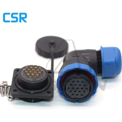 SD28 waterproof connector 2 3 4 5 6 7 9 10 12 14 16 19 22 24 26 pin IP68 Right angle plug and socket Square panel mounting IP68