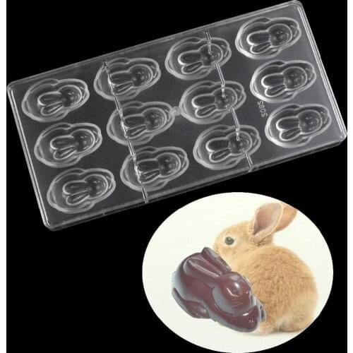 Cute Easter rabbit Polycarbonate chocolate mold,Confectionery baking tools for cakes decorating tools candy for mold Childrens
