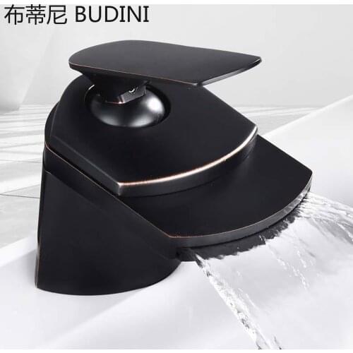 Waterfall Cold And Hot Mixer Faucet Copper Single Handle Sink Faucets For Bathroom Deck Mounted Duckbill Shape Basin Crane Tap