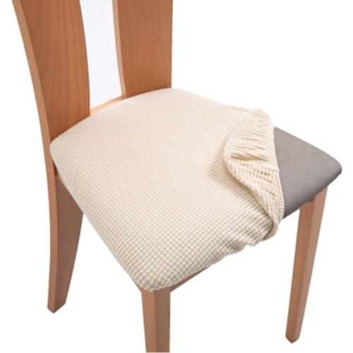 Spandex Jacquard Dining Room Upholstered Cushion Solid Chair Seat Cover Removable Slipcovers with Washable Furniture Protector
