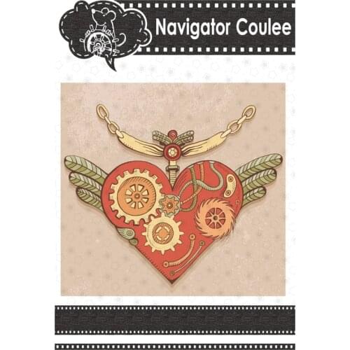 Steampunk Heart Gear Love Feather Wings Card Making Metal Cutting Die Cutting Scrapbook Embossing Layered Cut Decoration