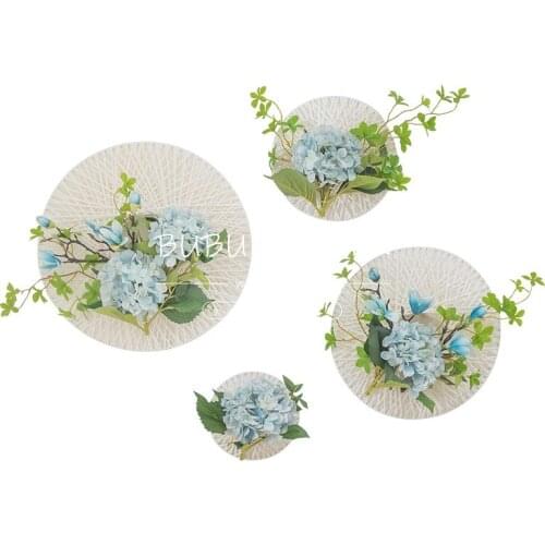 Wedding props rattan rope ring floral welcome area decoration artificial flowers window decor photography background props