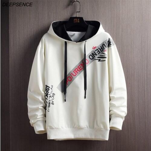 Japan Korean Fashion Hoodie Mens Text Patchwork Casual Hooded Sweatshirt Mens Loose Casual Top Hoodie