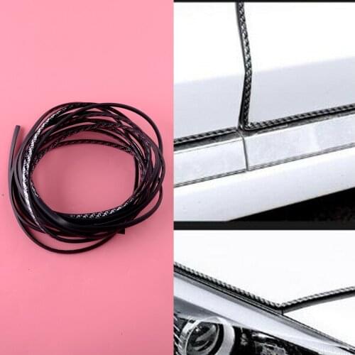 Universal 16Ft (5M) U-Shape Black Carbon Fiber Texture Car Door Moulding Rubber Scratch Protector Strip Edge Guard Trim Rubber