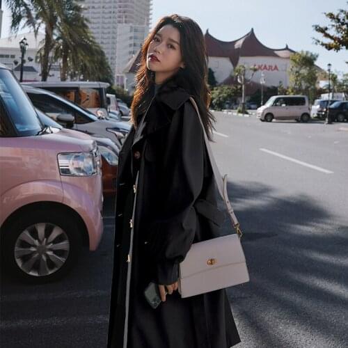 New Womens Windbreaker 2020 Spring Autumn Korean British style leisure fashion Long Trench Coat for Women Belt Overcoats M347