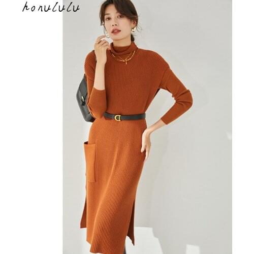 2021 autumn new self-cultivation with a hollow high-neck semi-perspective dress female