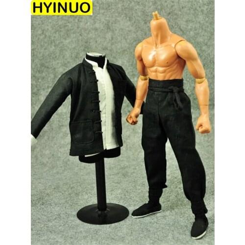 1/6 Scale Bruce Lee Black Kung Fu Suit Long-sleeved Tang Suit Model 12 Inch Action Figure Scene Accessories As A Collection Gift