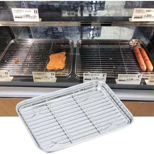 1 Set Rectangular Baking Tray Stainless Steel Baking Pan Sheet With Removable Cooling Rack Sizes