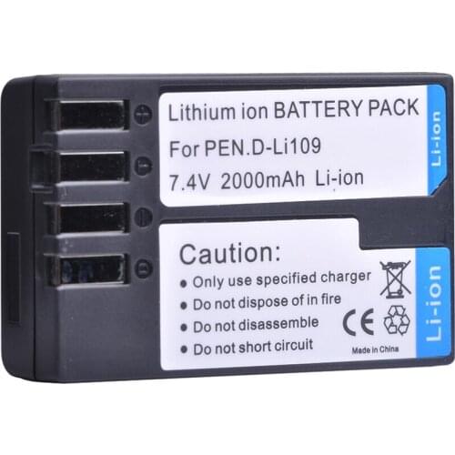 1PC 2000mAH D-Li109 D Li109 DLi109 Rechargeable Camera Battery for Pentax K-R K-2 KR K2 KR K30 K50 K-30 K-50 K500 K-500 Bateria