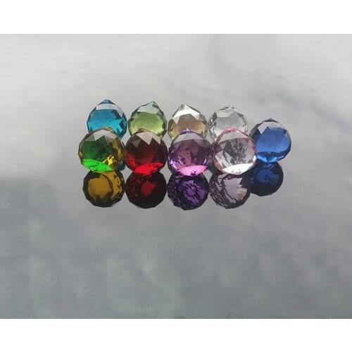 10PCS 30MM Color Crystals Ball DIY Crystal Pendants for Chandeliers Accessories Glass Suncatcher Crystal Prisms Lamp Parts Decor