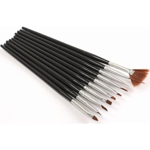 10Pcs Black Professional Nail Brushes Nail Art Painting Brush Gel Nail Brush UV Gel Design Pen Painting Brush BS88