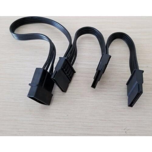 10pcs/lot 4Pin IDE Molex to 3-Port 15Pin SATA Power Cable Cord Lead 18AWG Wire For Hard Drive HDD SSD PC Server DIY Black