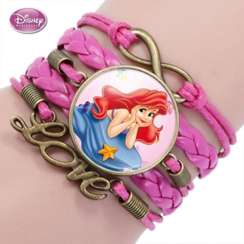 28 Styles Disney Make Up Jewelry Mermaid Frozen 2 Elsa Anna Princess Cartoon Bracelet Figure Toys Lovely Wristand Girl Gifts Toy