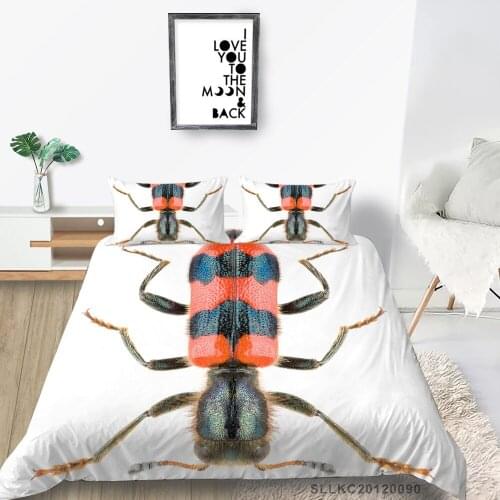 3D Clerid Bedding Set Double Simple Hot Sale Nature Duvet Cover Insect King Single Twin Full White Bed Set Queen Size