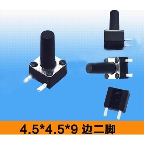 4.5*4.5*9/8.5mm 2 Side Pins SMT Side Button Power Switch SMT Touch Tact Switch Black Hight Quality