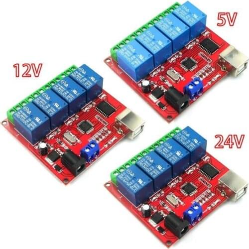 4 channel 5V /12V/24V computer USB control switch drive free relay module PC intelligent controller