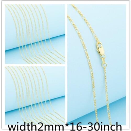 Promotion Wholesale Gold Filled Necklace Fashion Jewelry 2MM FIGARO "16-30" Inches Pendant Chain Lobster Clasp Jp