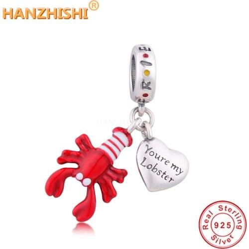 Wholesale Price 925 Sterling Silver youre my lobster Dangle Charm Beads For Original DIY Bracelet Necklace Women Jewelry Making