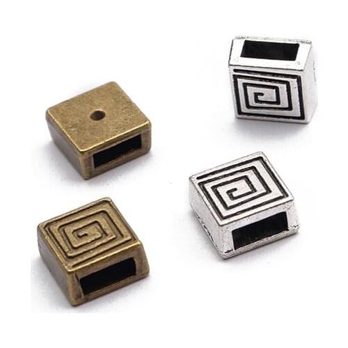 20pcs Bronze/Silver Color Square 9x9mm Swirl Spirl Spacer Beads for Jewelry Making Bracelet Accessories DIY Handmade Findings