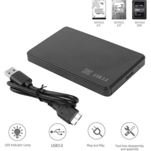 2.5 Inch HDD SSD Case Sata to USB 3.0 Hard Drive Enclosure 5Gbp Box with Cable