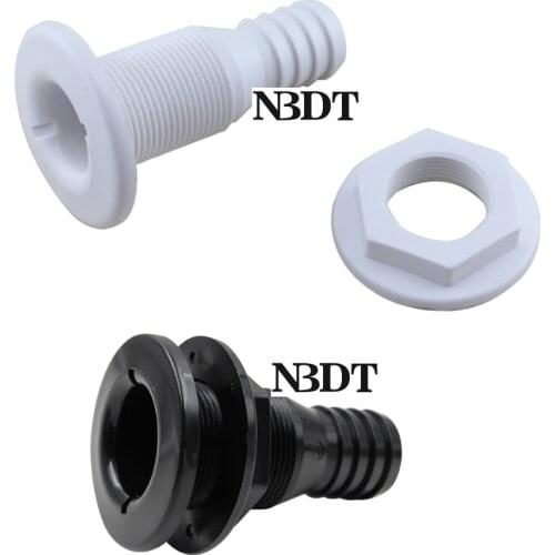 Black White Plastic Marine Thru Hull Exhaust Fittings Boat Deck Drain Outlet Plug