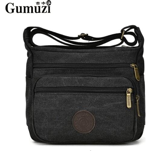 GUMUZI Fashion Women Canvas Crossbody Shoulder Bag High Quality Female Messenger Bags Vintage Male Travel Totes Handbag